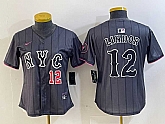 Women's New York Mets #12 Francisco Lindor Number Grey 2024 City Connect Cool Base Stitched Jerseys,baseball caps,new era cap wholesale,wholesale hats